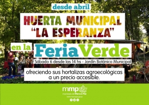 Este sábado Huerta Municipal &quot;La Esperanza&quot; en la Feria Verde