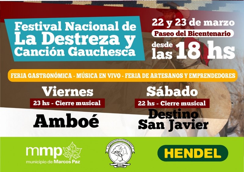 22 y 23 de marzo, FESTIVAL NACIONAL DE LA DESTREZA Y LA CANCIÓN GAUCHESCA