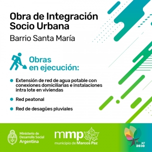 Plan de Obras de Integración Socio Urbana en barrio Santa María