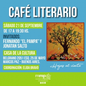 Sábado 21 de septiembre, Café Literario HOJAS AL VIENTO