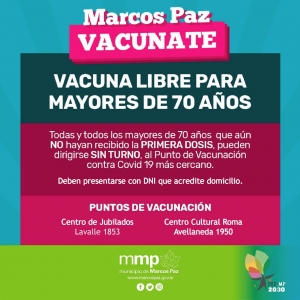 Vacuna libre para mayores de 70