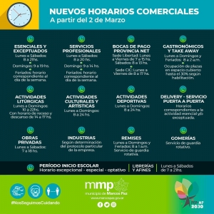 Nuevos horarios comerciales.