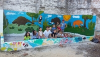 El intendente visitó el mural pintado por estudiantes en el Museo